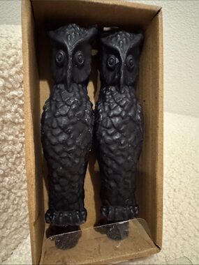 Anthropologie‎ Black Owl Pair Decorative taper Candles